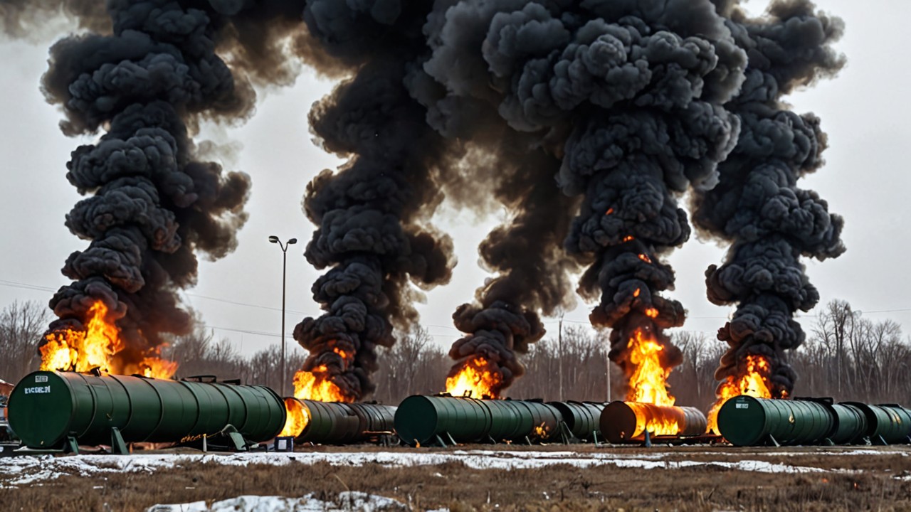 Ukraine Sets St Petersburg Oil Tanks Ablaze Hours Before Putin's Investment Showcase