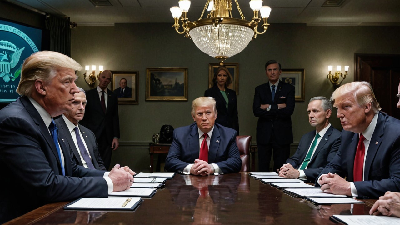 US President Donald Trump held a meeting with top aides in the White House Situation Room on Frid...