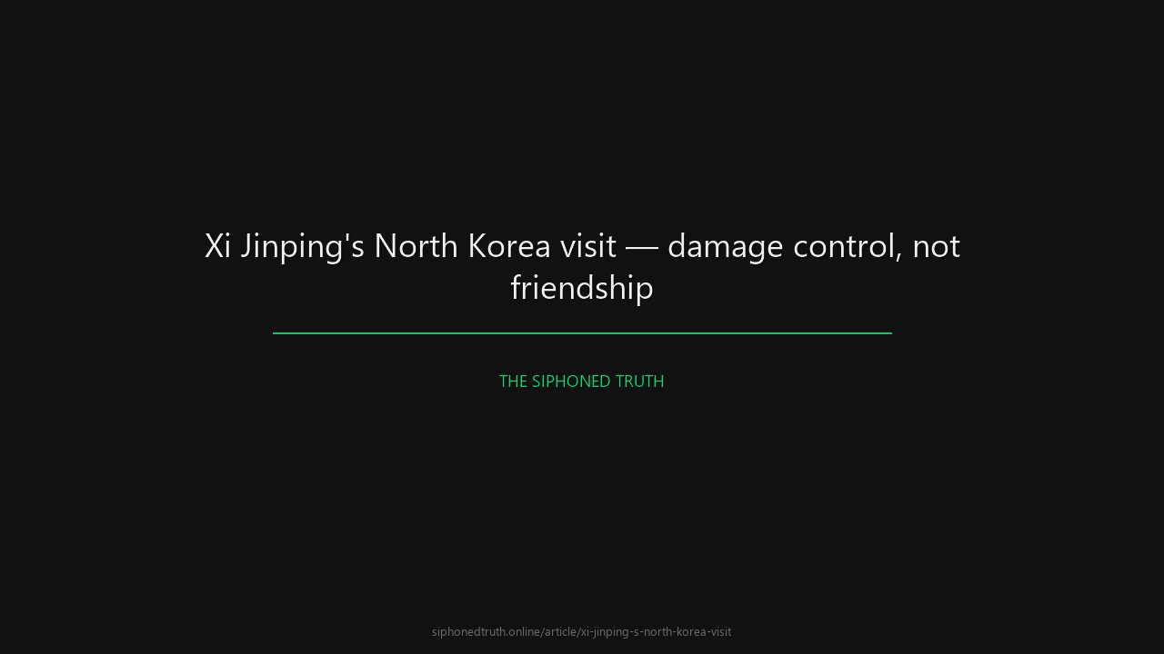 Xi Jinping's North Korea visit — damage control, not friendship